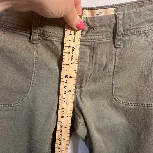 Y2K Hollister Olive Green Cargo Pants SZ 3R Low Rise Utility Flare SoCal Stretch - Picture 5 of 11
